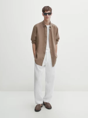 Koszula Regular Fit Ze 100% Lnu - Brązowy - - Massimo Dutti - Mężczyzna