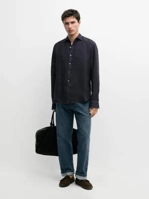 Koszula Regular Fit Ze 100% Lnu - Indygo - - Massimo Dutti - Mężczyzna