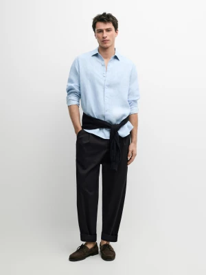 Koszula Regular Fit Ze 100% Lnu - Jasnoniebieski - - Massimo Dutti - Mężczyzna