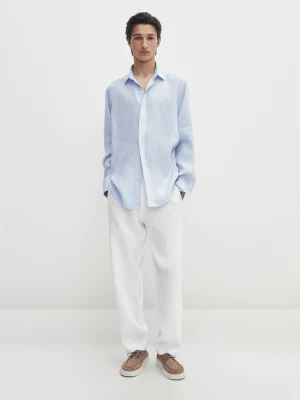 Koszula Regular Fit Ze 100% Lnu - Niebieski - - Massimo Dutti - Mężczyzna
