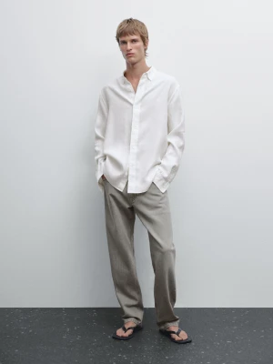 Koszula Regular Fit Ze 100% Lnu - Piaskowy - - Massimo Dutti - Mężczyzna