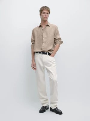 Koszula Regular Fit Ze 100% Lnu - Surowy - - Massimo Dutti - Mężczyzna
