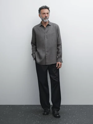 Koszula Regular Fit Ze 100% Lnu - Szary - - Massimo Dutti - Mężczyzna