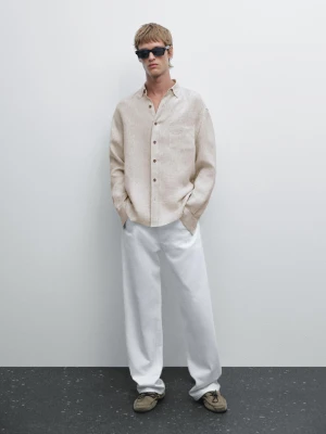 Koszula Regular Fit Ze 100% Lnu - Szary - - Massimo Dutti - Mężczyzna