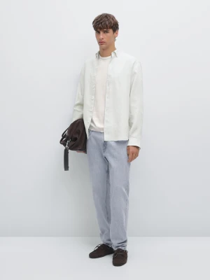 Koszula Regular Fit Ze 100% Lnu - Szary Pop - - Massimo Dutti - Mężczyzna