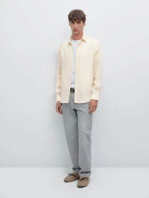 Koszula Regular Fit Ze 100% Lnu - Waniliowy - - Massimo Dutti - Mężczyzna