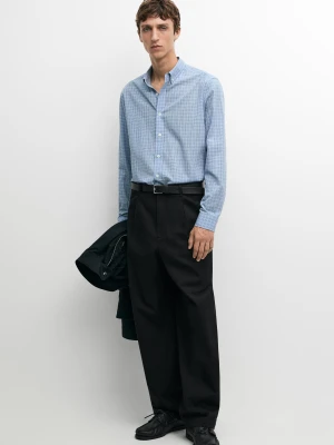 Koszula Ze 100% Bawełny W Kratkę - Niebieski - Massimo Dutti - Male