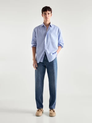 Koszula Relax Fit W Podwójne Paski - Błękitny - - Massimo Dutti - Mężczyzna