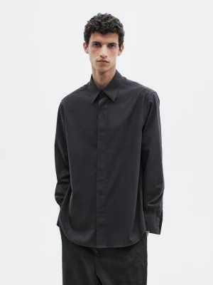 Koszula Relax Fit Ze 100% Bawełny − Limited - Granatowy - - Massimo Dutti - Mężczyzna