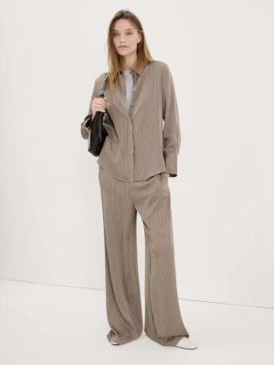 Koszula satynowa w paski średni brązowy - Kobieta - - MANGO