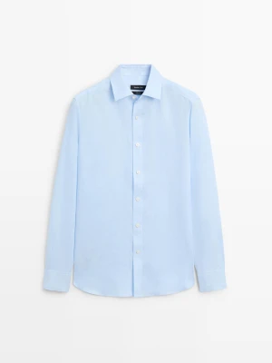 Koszula O Kroju Slim Ze 100% Lnu - Błękitny - - Massimo Dutti - Mężczyzna