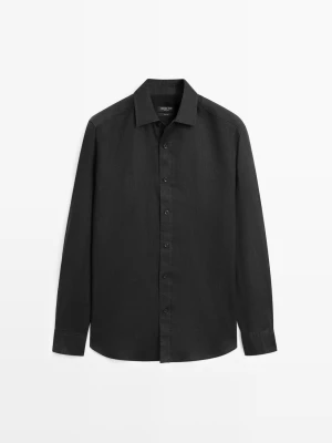 Koszula Slim Fit 100% Len - Czarny - - Massimo Dutti - Mężczyzna