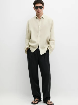 Koszula Slim Fit 100% Len - Jasnozielony - Massimo Dutti - Male