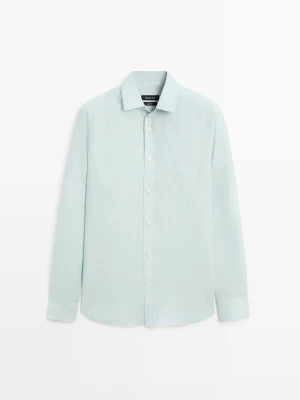 Koszula Slim Fit 100% Len - Jasnozielony - - Massimo Dutti - Mężczyzna