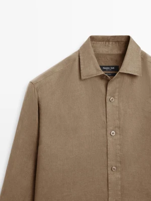 Koszula Slim Fit 100% Len - Piaskowy - - Massimo Dutti - Mężczyzna