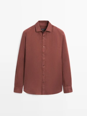 Koszula Slim Fit 100% Len - Terakota - - Massimo Dutti - Mężczyzna