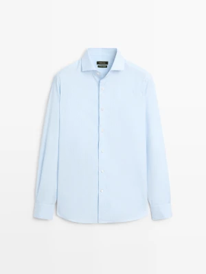 Koszula Slim Fit W Paski Tailored Fit - Błękitny - Massimo Dutti - Male