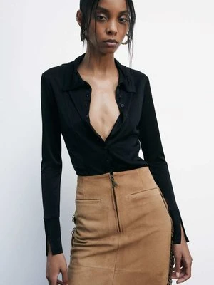 Koszula slim fit z błyszczącego dżerseju PATRIZIA PEPE