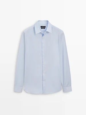 Koszula Slim W Mikrokratkę Tailored Fit - Błękitny - Massimo Dutti - Male