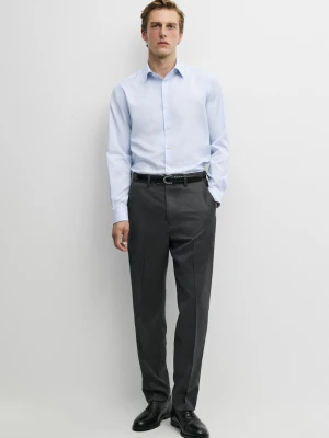Koszula Slim W Mikrokratkę Tailored Fit - Błękitny - Massimo Dutti - Male