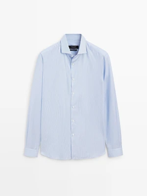 Koszula Slim W Paski 100% Bawełny - Niebieski - Massimo Dutti - Male