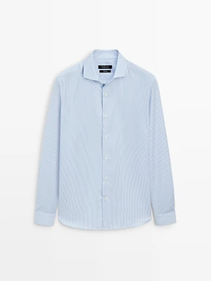Koszula Slim W Paski Tailored Fit - Błękitny - Massimo Dutti - Male