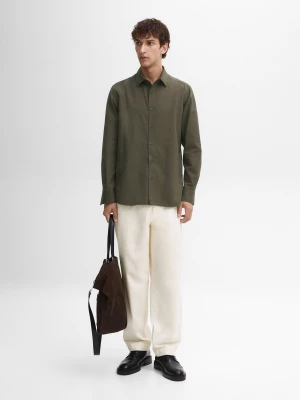 Koszula Slim Z Diagonalu Ze 100% Bawełny - Khaki - - Massimo Dutti - Mężczyzna