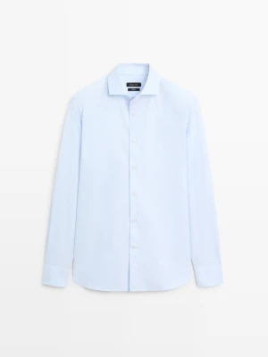 Koszula Slim Ze 100% Bawełny - Błękitny - Massimo Dutti - Male