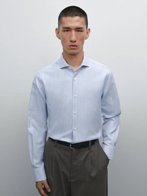 Koszula Slim Ze 100% Bawełny W Paski - Błękitny - - Massimo Dutti - Mężczyzna