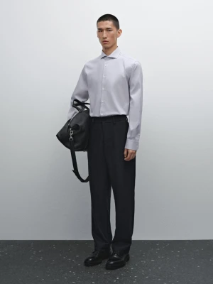 Koszula Slim Ze 100% Bawełny W Paski - Błękitny - - Massimo Dutti - Mężczyzna