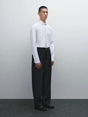 Koszula Slim Ze 100% Bawełny W Paski - Błękitny - - Massimo Dutti - Mężczyzna