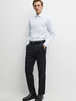Koszula Slim Ze 100% Bawełny W Podwójne Paski - Błękitny - Massimo Dutti - Male