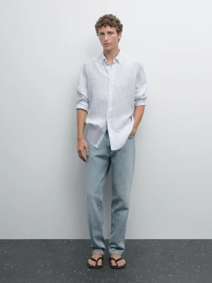 Koszula O Kroju Slim Ze 100% Lnu - Biały - - Massimo Dutti - Mężczyzna