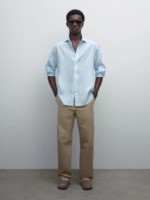 Koszula Slim Ze 100% Lnu - Błękitny - - Massimo Dutti - Mężczyzna