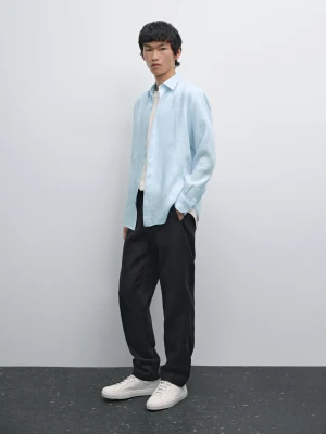 Koszula Slim Ze 100% Lnu - Błękitny - - Massimo Dutti - Mężczyzna