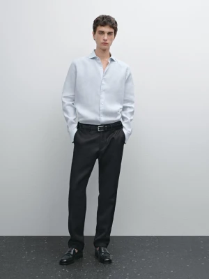 Koszula Slim Ze 100% Lnu - Błękitny - - Massimo Dutti - Mężczyzna