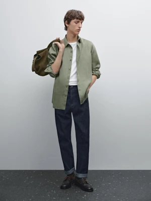 Koszula Slim Ze 100% Lnu - Jasnozielony - - Massimo Dutti - Male