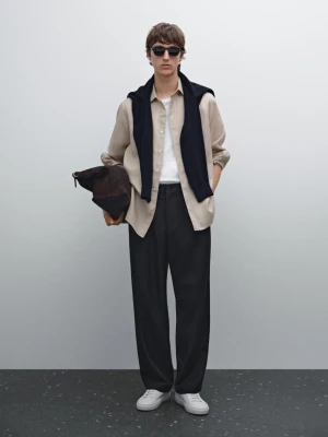 Koszula Slim Ze 100% Lnu - Piaskowy - - Massimo Dutti - Male