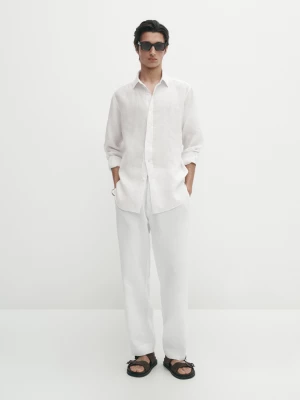Koszula Slim Ze 100% Lnu - Surowy - - Massimo Dutti - Mężczyzna