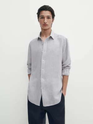 Koszula Slim Ze 100% Lnu - Szary - - Massimo Dutti - Mężczyzna