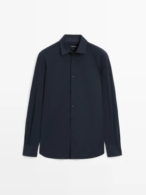 Koszula Slim Ze Stretchem - Granatowy - Massimo Dutti - Male