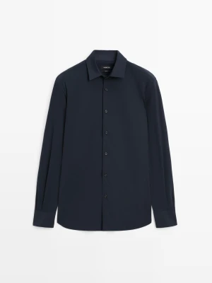 Koszula Slim Ze Stretchem - Granatowy - Massimo Dutti - Male