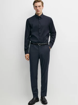 Koszula Slim Ze Stretchem - Granatowy - Massimo Dutti - Male