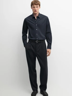 Koszula Slim Ze Stretchem - Granatowy - Massimo Dutti - Male