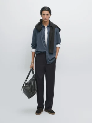 Koszula Slim Ze Stretchem - Granatowy - - Massimo Dutti - Mężczyzna
