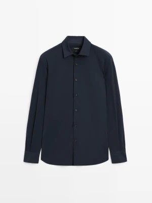 Koszula Slim Ze Stretchem - Granatowy - - Massimo Dutti - Mężczyzna