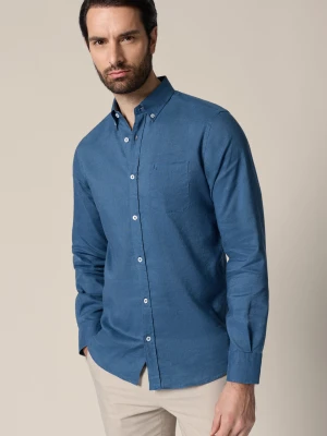 Koszula Szafirowa z Lnem Regular Eladia Lancerto