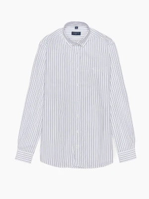 KOSZULA TENNIS CLUB 018 DŁUGI RĘKAW SLIM FIT BIAŁA Z BAWEŁNY Recman