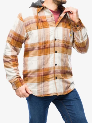 Koszula turystyczna Carhartt Flannel Sherpa-Lined Hooded Shirt Jac - carhartt brown