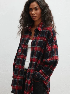 Koszula typu oversize w kratę CZERWONĄ - RENO 9361-M/L Marsala